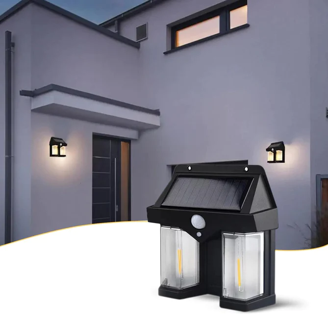 SL07 OUTDOOR SOLAR WALL LAMP OUTDOOR WATERPROOF HIGH QUALITY LAMP INDUCTION GARDEN LAMP GARDEN VILLA NIGHT LAMP DOUBLE LAMP LIGHT (1 PC) - Image 5