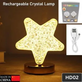 HD02 STAR SHAPE CRYSTAL DIAMOND LAMP CORDLESS LUXURY LAMP WITH USB RECHARGEABLE, 3-WAY DIMMABLE & TOUCH CONTROL DECORATIVE NIGHTSTAND LAMP FOR BEDROOM, LIVING ROOM, PARTY, RESTAURANT DECOR (1 PC )