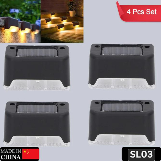 SL03 SOLAR DECORATIVE LIGHTS, WATERPROOF DURABLE GARDEN ATMOSPHERE LIGHTS STAIR LIGHTS RAILING LIGHTS STEP STEPS LIGHTS FOR OUTDOOR PATIO COURTYARD STAIR STEP FENCE PATIO STAIRS,YARD, GARDEN PATHWAY ( 4 PC SET)