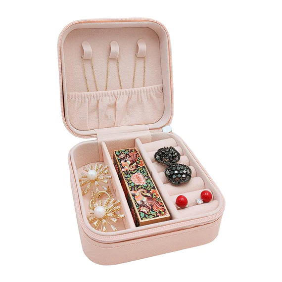 178 JEWELLERY BOX FOR WOMEN, MINI PORTABLE JEWELRY BOX ORGANISER,PU LEATHER JEWLERRYING DISPLAY HOLDER, SMALL TRAVEL JEWELLERY BOX FOR GIRLS, WOMEN, MOTHER, DAUGHTE, TRAVEL RING, PENDANT, EARRING, NECKLACE STORAGE CASE - Image 5
