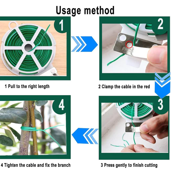 127 GARDEN WIRE, STURDY PLANT TIES FOR SUPPORT, GARDEN TIES WITH CUTTER FOR TOMATOES VINES, PLANT WIRE TIE WIRE FOR INDOOR, OUTDOOR, HOME AND OFFICE USE (50 MTR) - Image 2