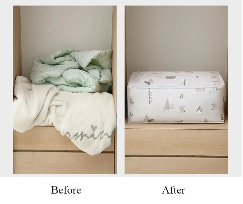 199 Storage Organizer, Moisture Proof Mildew Proof Dust Proof Quilt Storage Bags, for Storing Quilts Coats, Jackets Home Use Pillows, Blankets Underbed Storage Bag (57 x 40 x22 CM) - Image 6