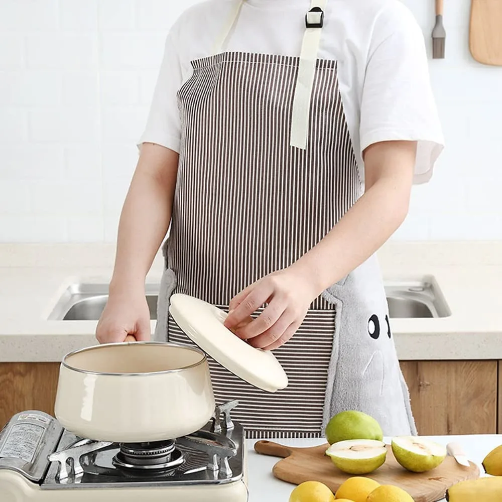 198 Cooking Apron Chef Apron Waterproof and Oil-Proof Cooking Kitchen Apron with Pocket and 2 Side Coral Velvet Towels for Hands Wiping - Image 8