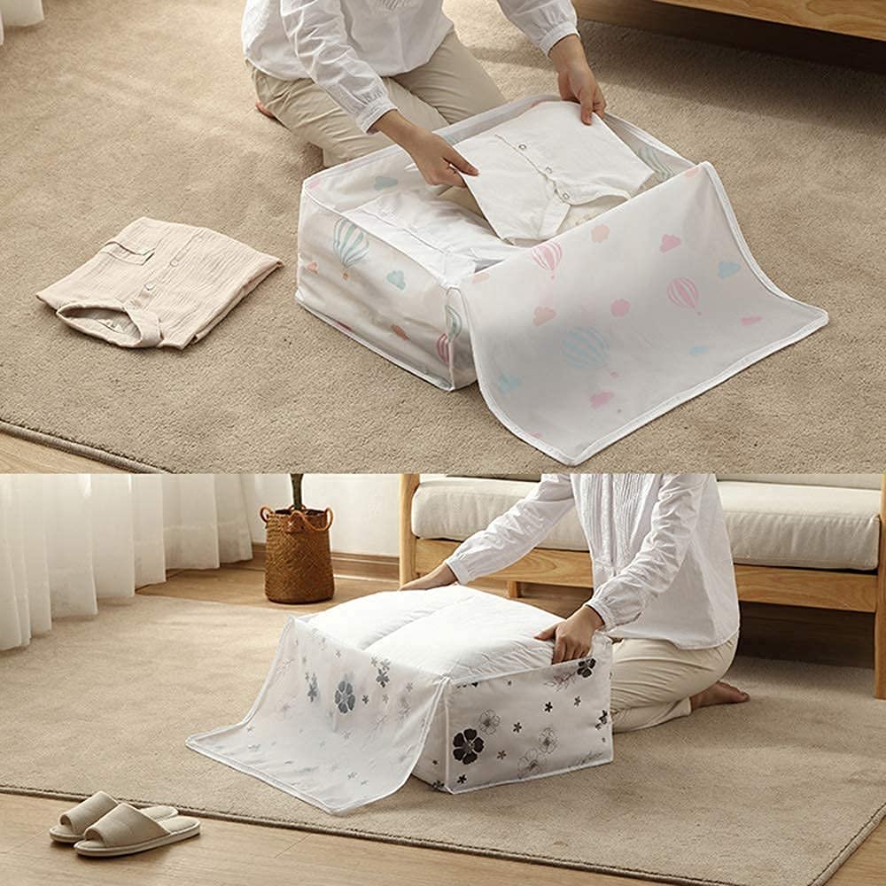 199 Storage Organizer, Moisture Proof Mildew Proof Dust Proof Quilt Storage Bags, for Storing Quilts Coats, Jackets Home Use Pillows, Blankets Underbed Storage Bag (57 x 40 x22 CM) - Image 4