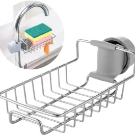 144  Stainless Steel Soap Stand Holder Kitchen and Bathroom, Faucet Sponge Holder, Drainer Caddy Set for Dishwashing, Washbasin Soap Holder Tap Hanging (Pack of 1)