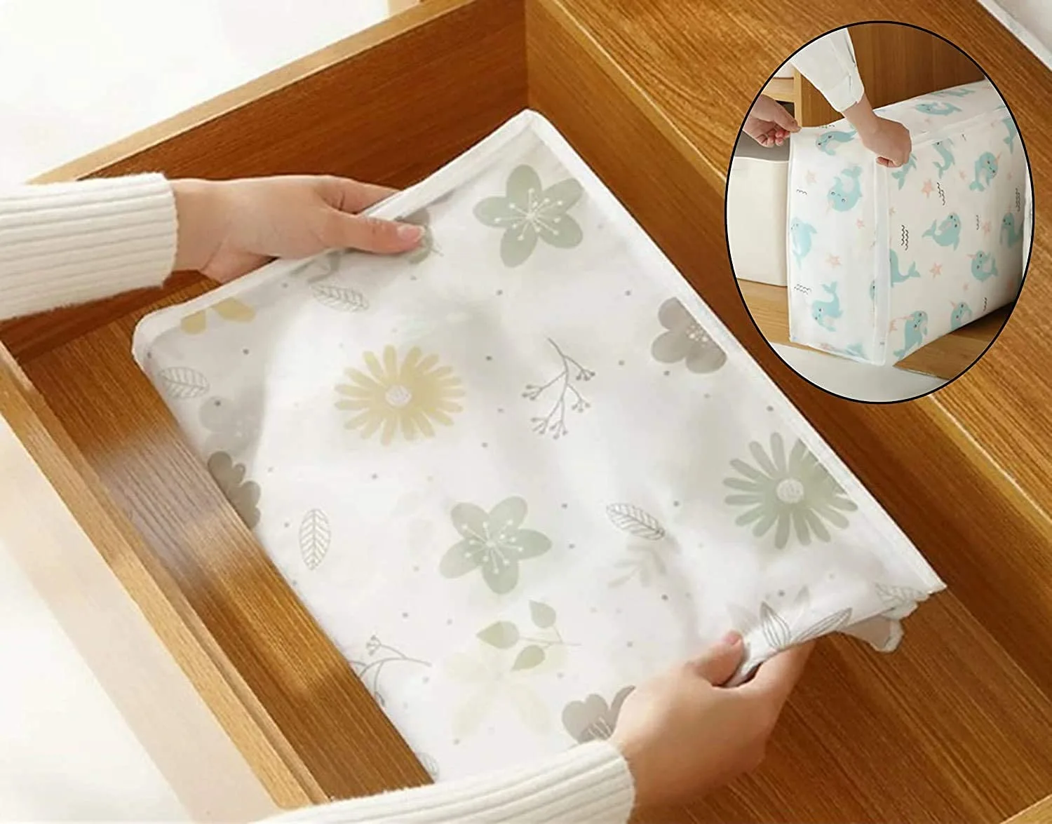 199 Storage Organizer, Moisture Proof Mildew Proof Dust Proof Quilt Storage Bags, for Storing Quilts Coats, Jackets Home Use Pillows, Blankets Underbed Storage Bag (57 x 40 x22 CM) - Image 5