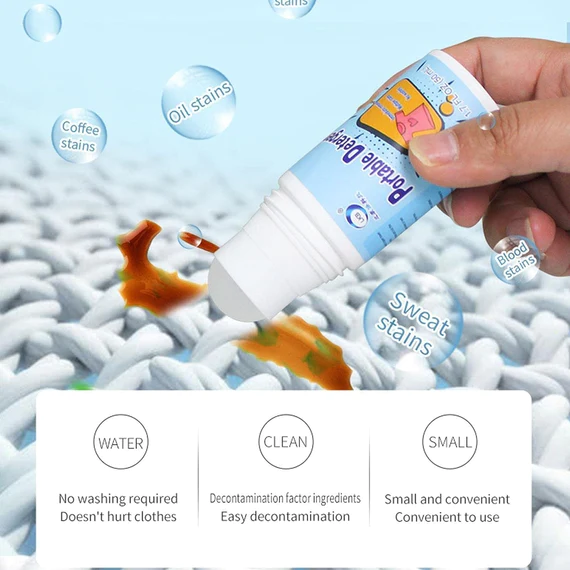 129 CLOTHES STAIN REMOVER BEAD DESIGN EMERGENCY STAIN RESCUE ROLLER-BALL CLEANER FOR NATURAL FABRIC REMOVES OIL ALMOST ALL TYPES OF FABRICS - Image 4