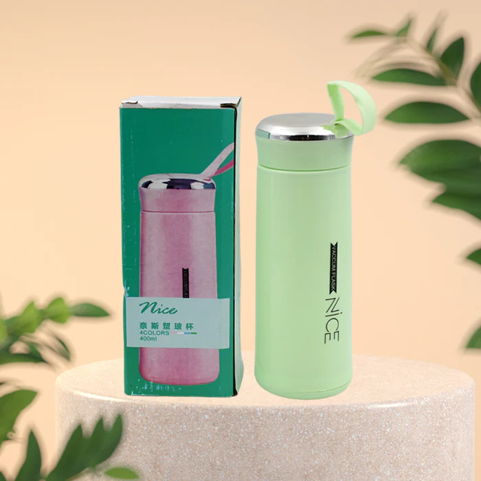 501  OUTDOOR SPORT WATER BOTTLE 400ML LEAK PROOF BPA-FREE FOR TRAVEL COLD AND HOT WATER GLASS WATER BOTTLE WITH DAILY WATER INTAKE FOR GYM AND CHILDREN - Image 4