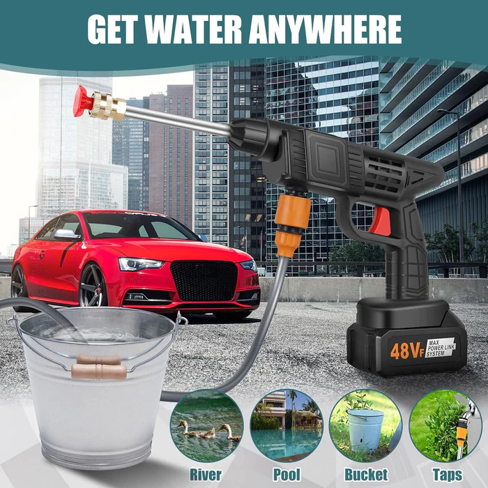 48V Car Washer Gun Wireless High Pressure Washer Water Spray Gun, Car washing Kit - Image 3