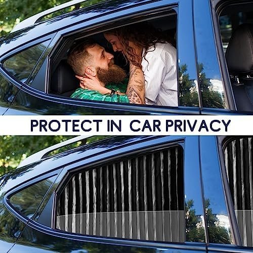 4 Pcs Curtain for Car Window | Heat & Sunshade Protection | Car Windshield Sun Shade Visor | Car Accessories Privacy Curtain Universal Fit Magnetic Car Side Window(Black& Golden Random) - Image 5