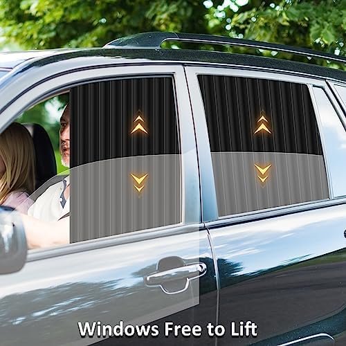 4 Pcs Curtain for Car Window | Heat & Sunshade Protection | Car Windshield Sun Shade Visor | Car Accessories Privacy Curtain Universal Fit Magnetic Car Side Window(Black& Golden Random) - Image 2