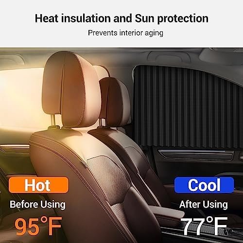 4 Pcs Curtain for Car Window | Heat & Sunshade Protection | Car Windshield Sun Shade Visor | Car Accessories Privacy Curtain Universal Fit Magnetic Car Side Window(Black& Golden Random) - Image 6