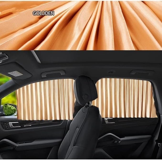 4 Pcs Curtain for Car Window | Heat & Sunshade Protection | Car Windshield Sun Shade Visor | Car Accessories Privacy Curtain Universal Fit Magnetic Car Side Window(Black& Golden Random) - Image 7