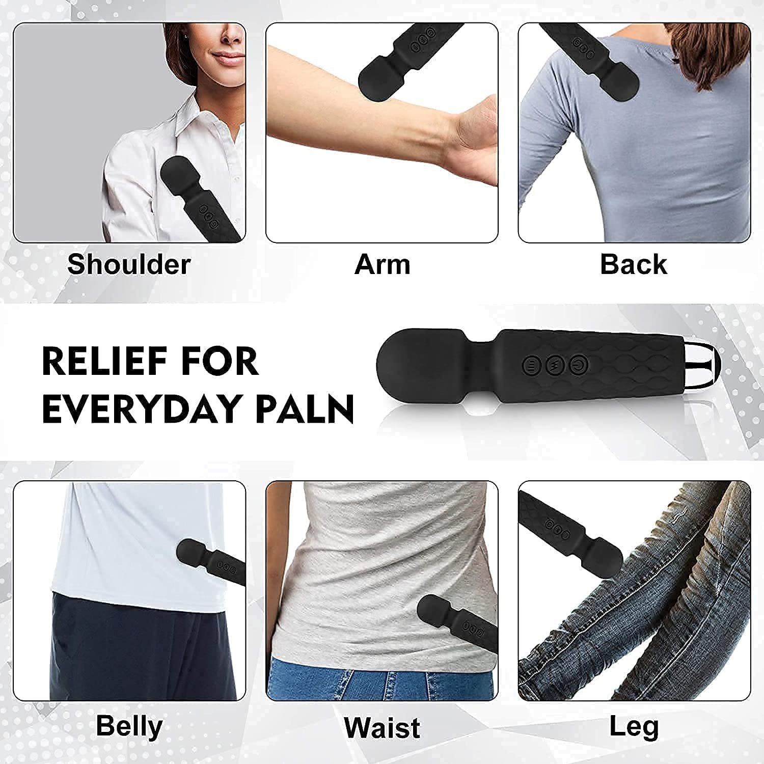 Personal Body Massager with 20+ Vibration Modes Rechargeable, Handheld, Cordless Waterproof & Easy to Clean | For Women and Men | Flexible Head - (Multicolor) - Image 4