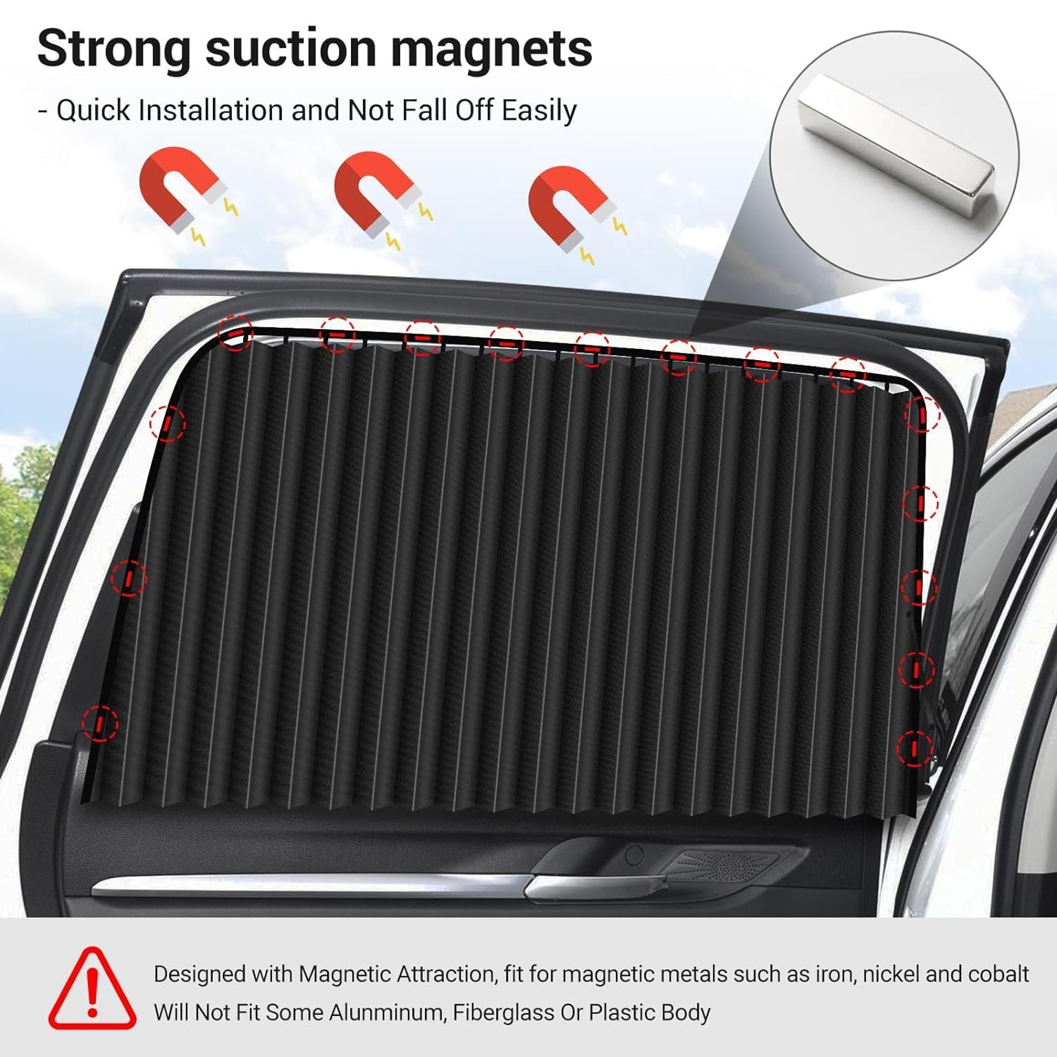 4 Pcs Curtain for Car Window | Heat & Sunshade Protection | Car Windshield Sun Shade Visor | Car Accessories Privacy Curtain Universal Fit Magnetic Car Side Window(Black& Golden Random) - Image 9