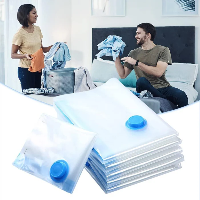 Vacuum Storage Bags with Suction Pump & Shirt clips - Vacuum Bags - Big Capacity Vacuum Seal Bags for Travel Clothes Blankets Pillows, Compression Bags | Space Saver Vacuum Storage Bags (5 Pcs Set) - Image 9
