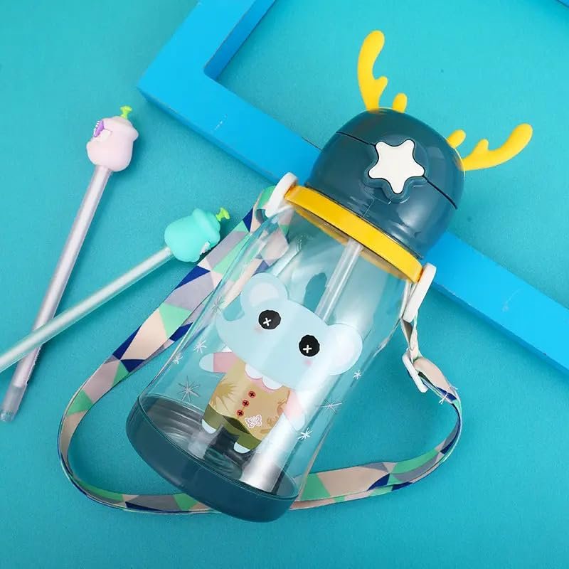Rabbit Ear Kids School water Bottle for girls and boys BPA free With Strap 600 ml Water Bottle (Multicolor) - Image 5