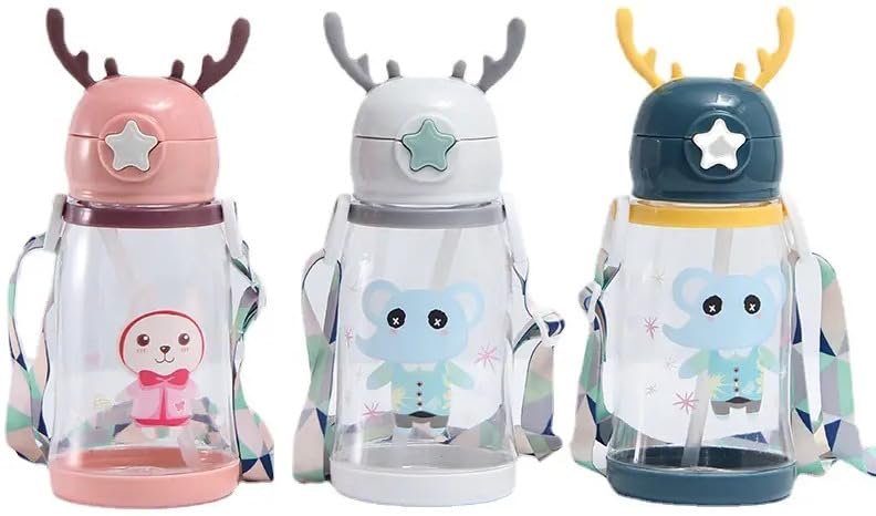 Rabbit Ear Kids School water Bottle for girls and boys BPA free With Strap 600 ml Water Bottle (Multicolor) - Image 3