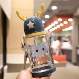 Rabbit Ear Kids School water Bottle for girls and boys BPA free With Strap 600 ml Water Bottle (Multicolor)