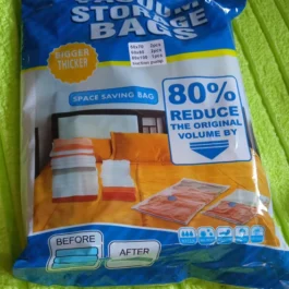 Vacuum Storage Bags with Suction Pump & Shirt clips – Vacuum Bags – Big Capacity Vacuum Seal Bags for Travel Clothes Blankets Pillows, Compression Bags | Space Saver Vacuum Storage Bags (5 Pcs Set)