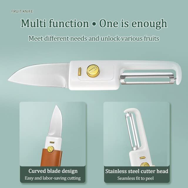 2 in 1 Potato Peeler with Knife Stainless Steel Portable Knife Peeler Set Vegetable Peeler Fruit Peeler for Office Kitchen Camping Hiking - Image 3