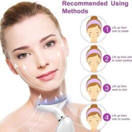 Neck Face Massager, 7 Color Face Neck Massager for Skin Care Routine at Home, Facial Massager with Non-slip Design, (white)