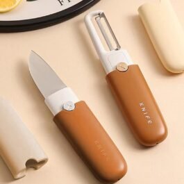 2 in 1 Potato Peeler with Knife Stainless Steel Portable Knife Peeler Set Vegetable Peeler Fruit Peeler for Office Kitchen Camping Hiking