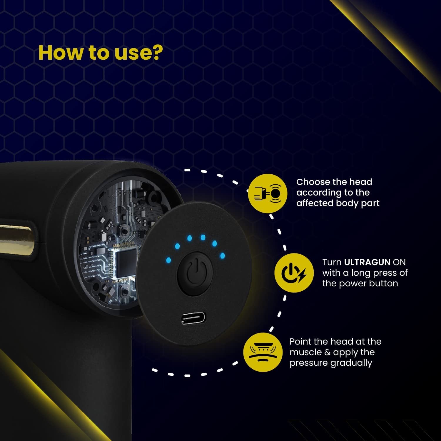Massage Gun For Full Body Relaxation|Deep Tissue Percussion Massager Machine For Muscle Relaxation|Battery Powered And Handheld For Neck, Shoulder, Back. - Image 5