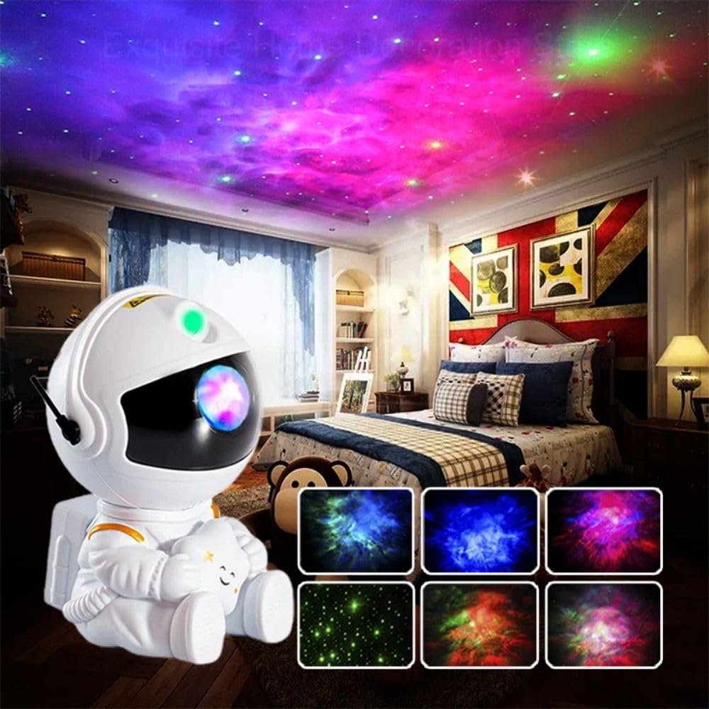 Star Projector Galaxy Projector Remote Control-360° Adjustable Timer Kids Sitted Astronaut Nebula Night Light,Gaming Room,Home & Party Corded Electric - Polycarbonate,Led,Multicolor