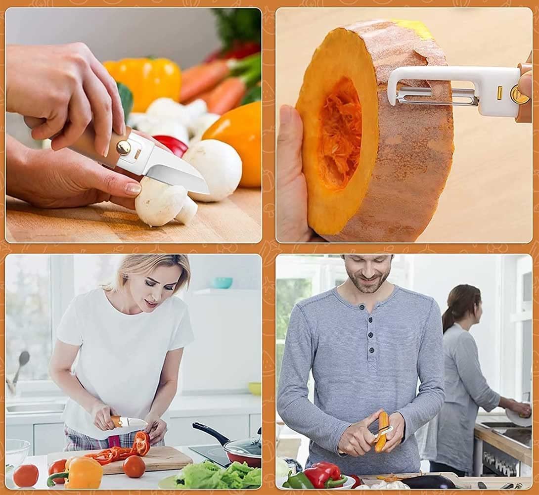 2 in 1 Potato Peeler with Knife Stainless Steel Portable Knife Peeler Set Vegetable Peeler Fruit Peeler for Office Kitchen Camping Hiking - Image 8