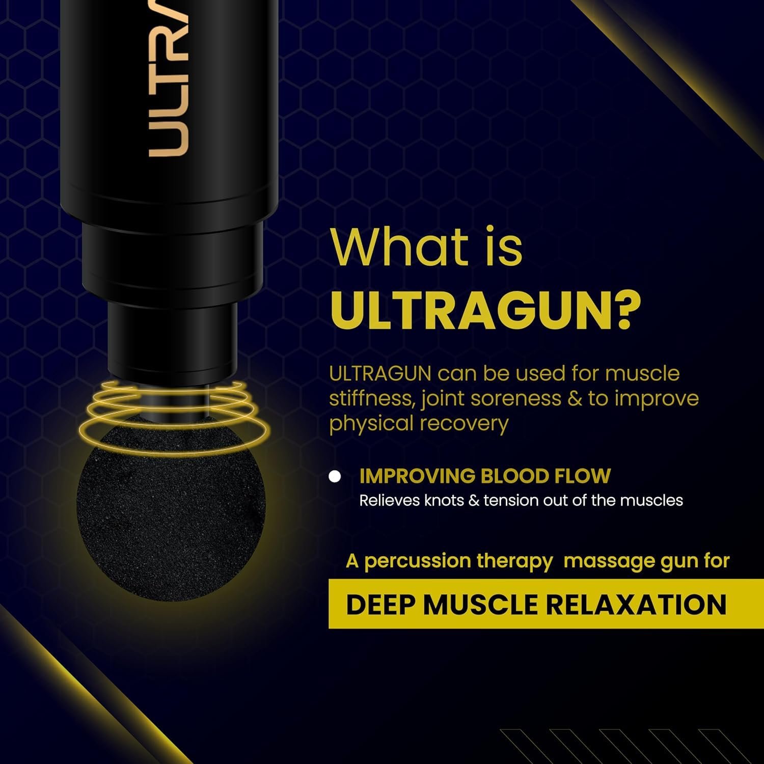 Massage Gun For Full Body Relaxation|Deep Tissue Percussion Massager Machine For Muscle Relaxation|Battery Powered And Handheld For Neck, Shoulder, Back. - Image 2