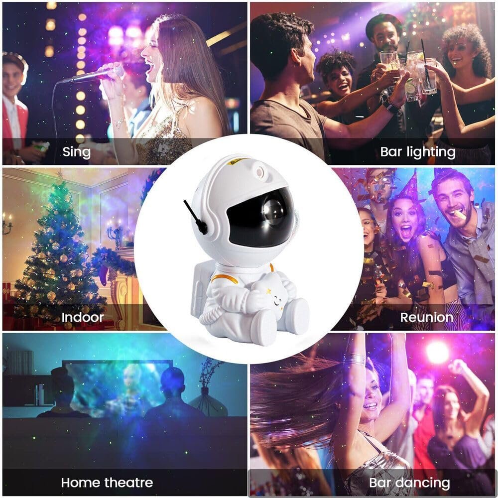 Star Projector Galaxy Projector Remote Control-360° Adjustable Timer Kids Sitted Astronaut Nebula Night Light,Gaming Room,Home & Party Corded Electric - Polycarbonate,Led,Multicolor - Image 4
