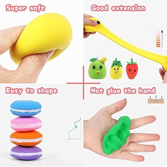 Air Dry Clay, Colorful Children Soft Clay, Creative Art Crafts, Gifts for Kids-Multi Color. Non-Toxic Modeling Magic Fluffy Foam Bouncing...(Pack of 12) - Image 7